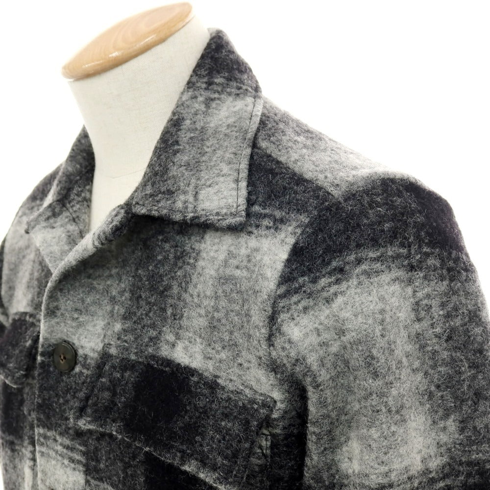 【中古】ギローバー GUY ROVER ウールポリエステル チェック シャツブルゾン ブラックxグレー【サイズS】【 状態ランクA 】【 メンズ 】