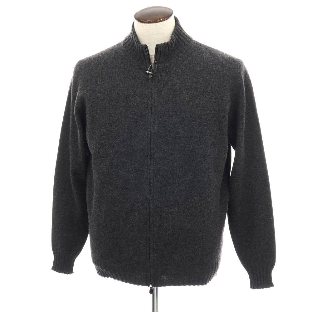 【中古】フィリッポ デ ローレンティス FILIPPO DE LAURENTIIS SUPER120’Sウール&カシミヤ スタンドカラー ダブルジップ カーディガン チャコール【サイズ50】【 状態ランクB 】【 メンズ 】