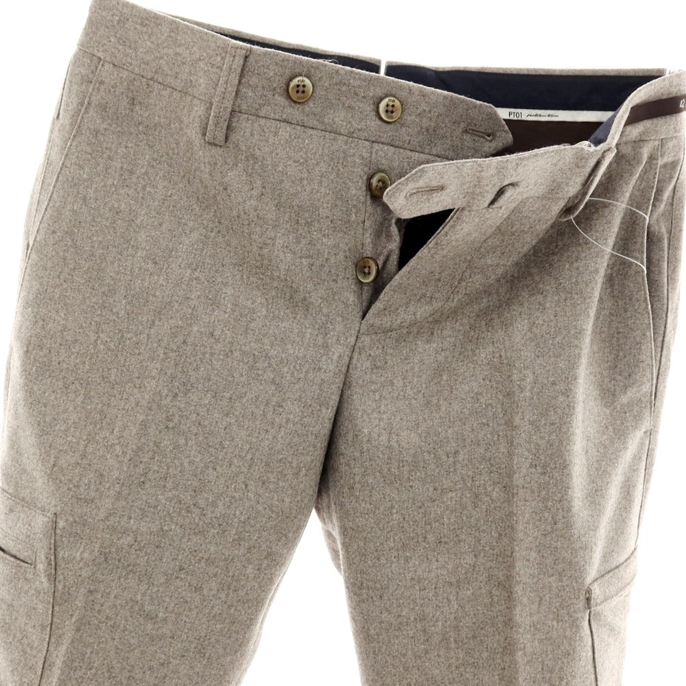 【中古】ピーティーゼロウーノ PT01 Editor ウール カーゴスラックスパンツ グレージュ【サイズ42】【 状態ランクA 】【 メンズ 】