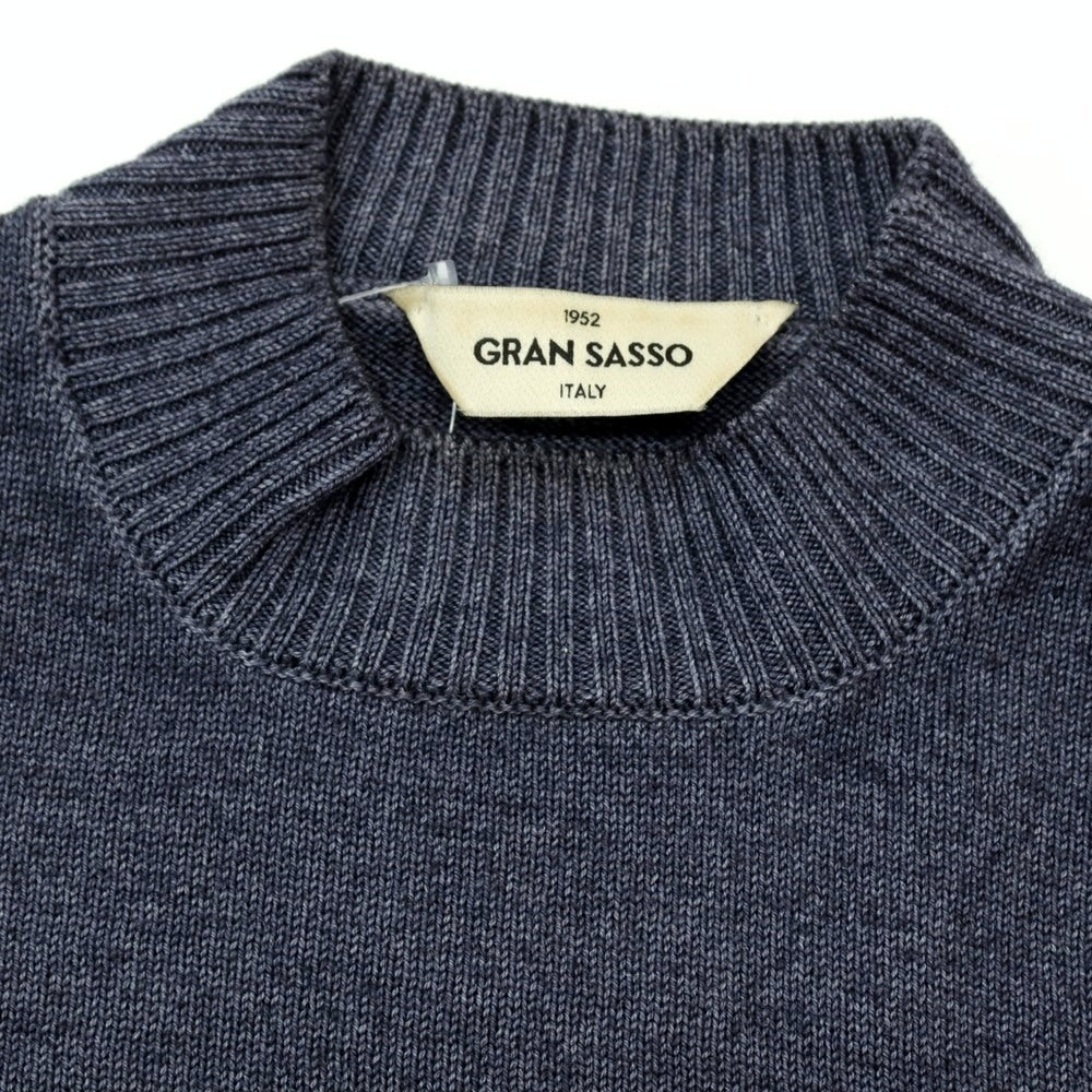 【中古】グランサッソ GRAN SASSO ガーメントダイ ウール モックネック プルオーバーニット グレイッシュネイビー【サイズ46】【 状態ランクC 】【 メンズ 】