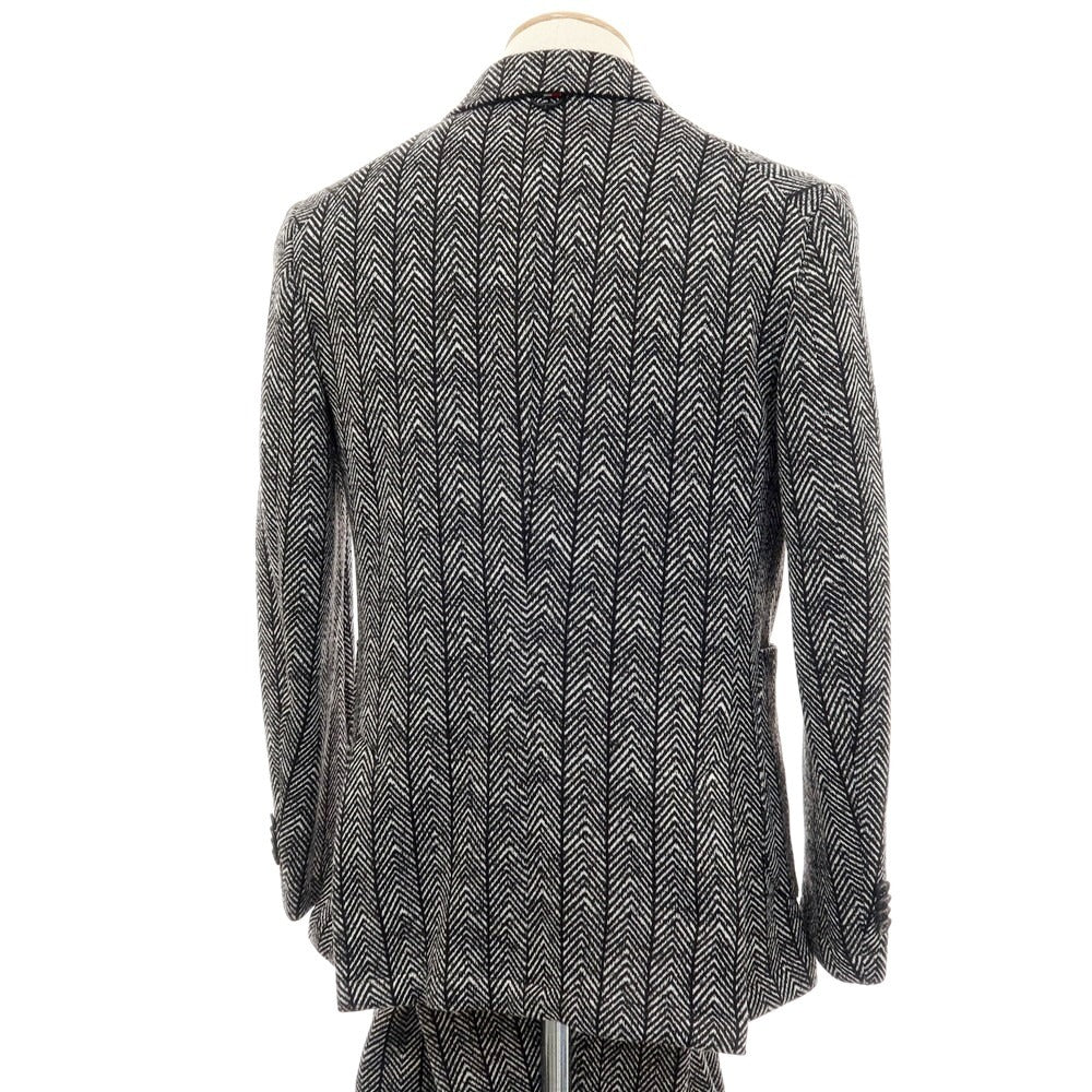 【中古】ジーステージ g-stage ポリエステルジャージー 2つボタンスーツ ブラックxホワイト【サイズ44】【 状態ランクB 】【 メンズ 】