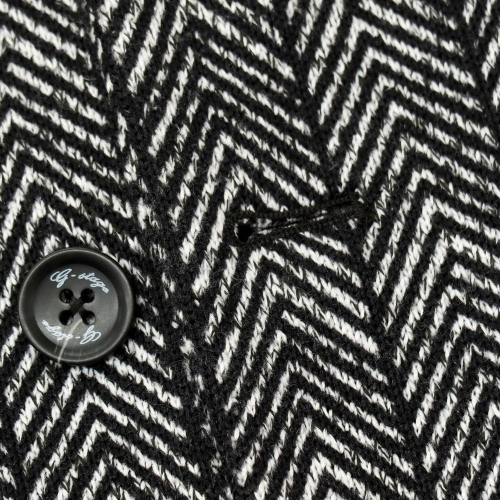 【中古】ジーステージ g-stage ポリエステルジャージー 2つボタンスーツ ブラックxホワイト【サイズ44】【 状態ランクB 】【 メンズ 】