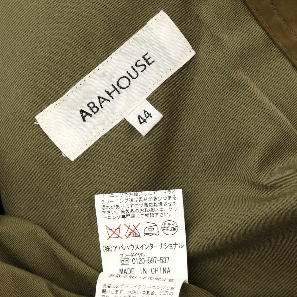【中古】アバハウス ABAHOUSE ポリエステルナイロン M-65 ミリタリージャケット オリーブ【サイズ44】【 状態ランクB 】【 メンズ 】