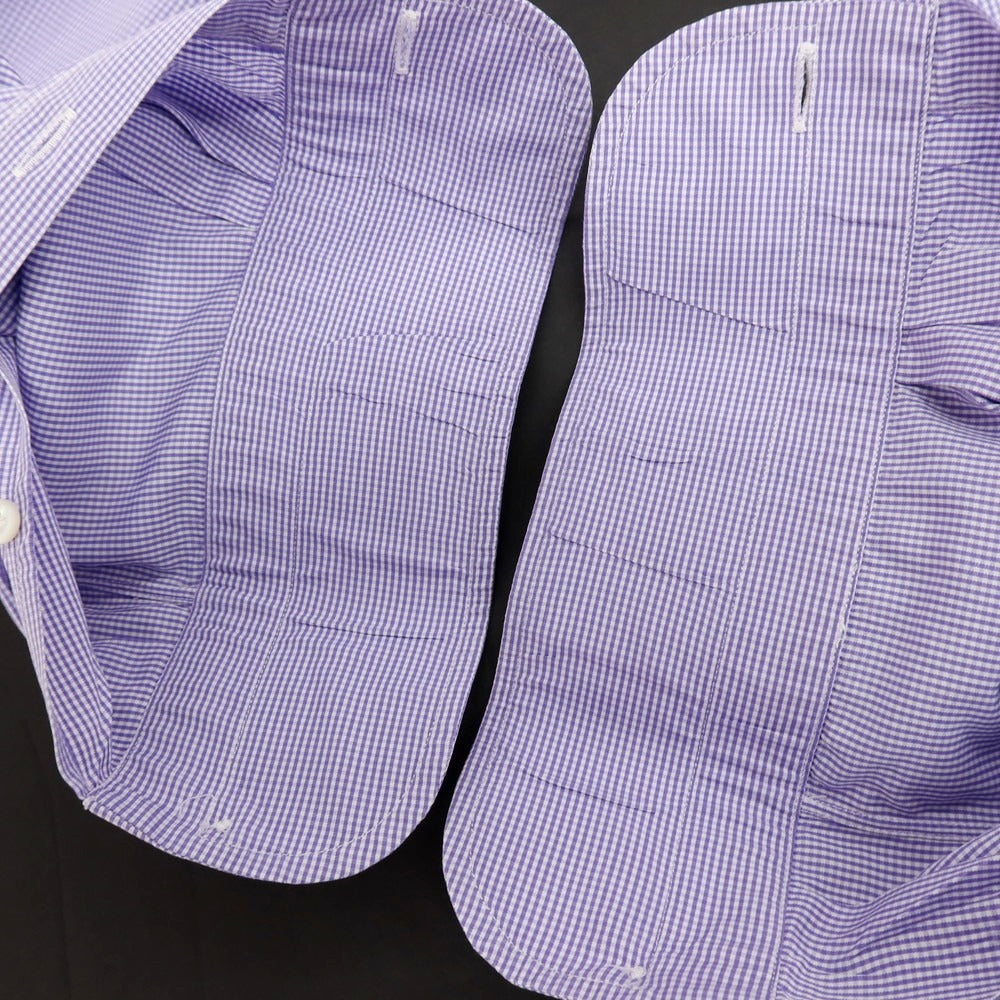 【中古】エリコフォルミコラ ERRICO FORMICOLA コットン チェック ワイドカラー ドレスシャツ ブルーxホワイト【サイズ40】【 状態ランクC 】【 メンズ 】