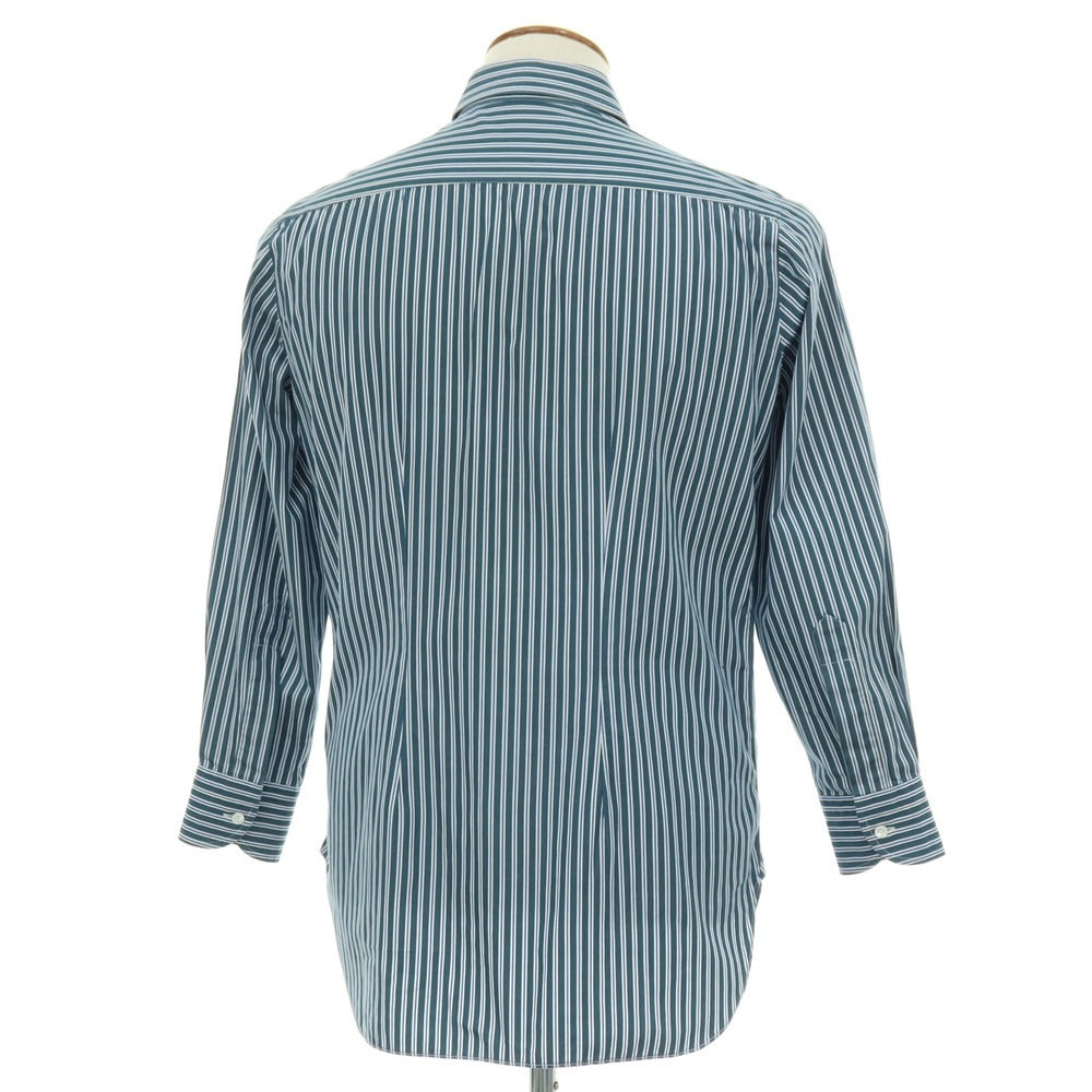 【中古】スティレ ラティーノ STILE LATINO コットン ストライプ レギュラーカラー ドレスシャツ グリーンxホワイト【サイズ39】【 状態ランクC 】【 メンズ 】