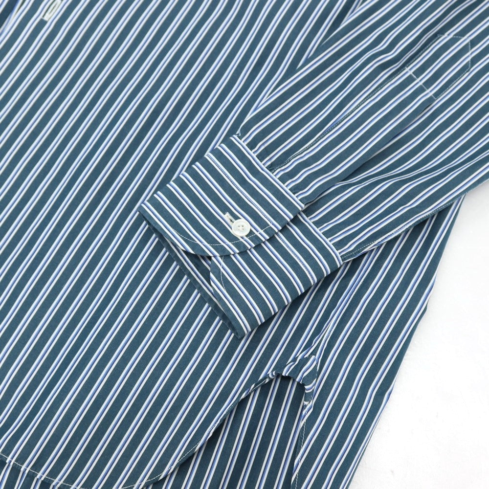 【中古】スティレ ラティーノ STILE LATINO コットン ストライプ レギュラーカラー ドレスシャツ グリーンxホワイト【サイズ39】【 状態ランクC 】【 メンズ 】