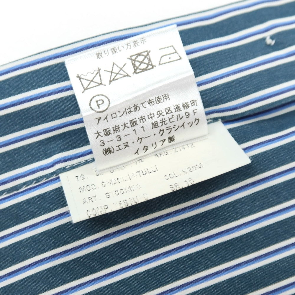 【中古】スティレ ラティーノ STILE LATINO コットン ストライプ レギュラーカラー ドレスシャツ グリーンxホワイト【サイズ39】【 状態ランクC 】【 メンズ 】