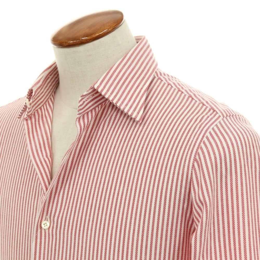【中古】スティレ ラティーノ STILE LATINO コットン ストライプ レギュラーカラー ドレスシャツ レッドxホワイト【サイズ39】【 状態ランクC 】【 メンズ 】