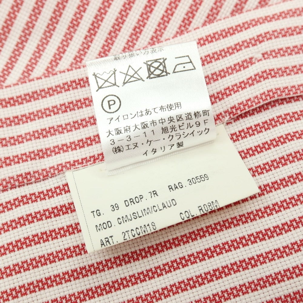 【中古】スティレ ラティーノ STILE LATINO コットン ストライプ レギュラーカラー ドレスシャツ レッドxホワイト【サイズ39】【 状態ランクC 】【 メンズ 】
