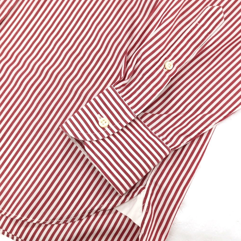 【中古】ギローバー GUY ROVER コットン ストライプ タブカラー ドレスシャツ レッドxホワイト【サイズ39】【 状態ランクC 】【 メンズ 】