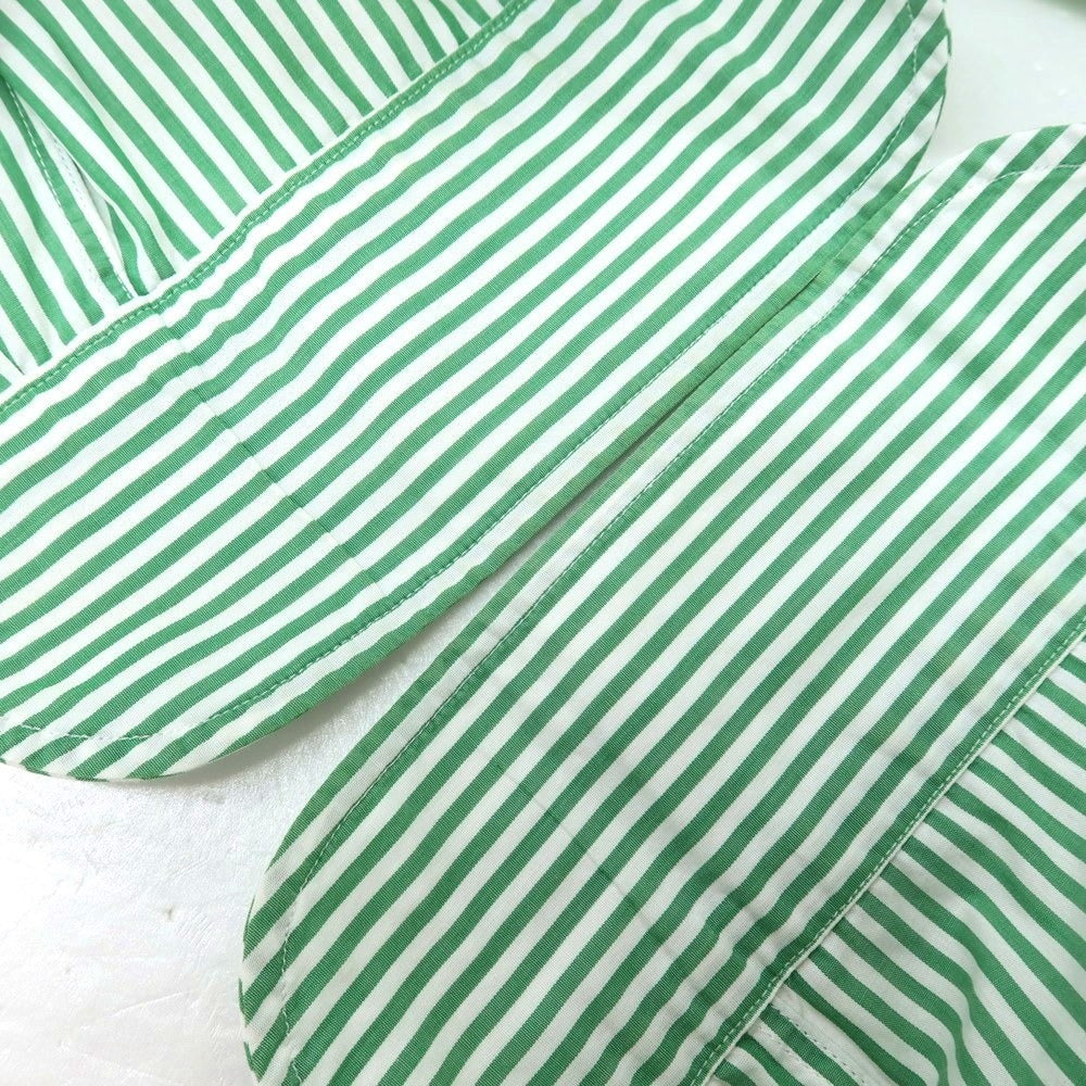 【中古】ドレイクス DRAKES EASYDAY コットン ストライプ レギュラーカラー ドレスシャツ グリーンxホワイト【サイズ39】【 状態ランクC 】【 メンズ 】