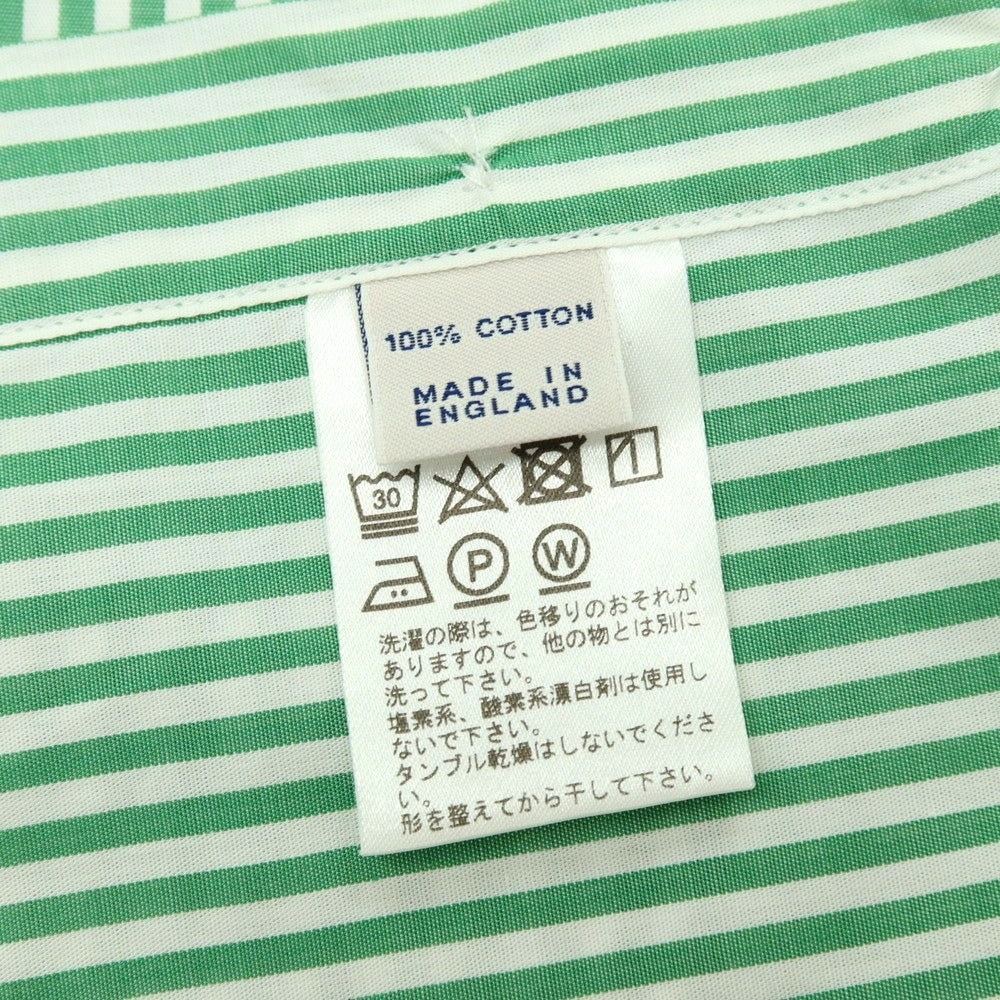 【中古】ドレイクス DRAKES EASYDAY コットン ストライプ レギュラーカラー ドレスシャツ グリーンxホワイト【サイズ39】【 状態ランクC 】【 メンズ 】