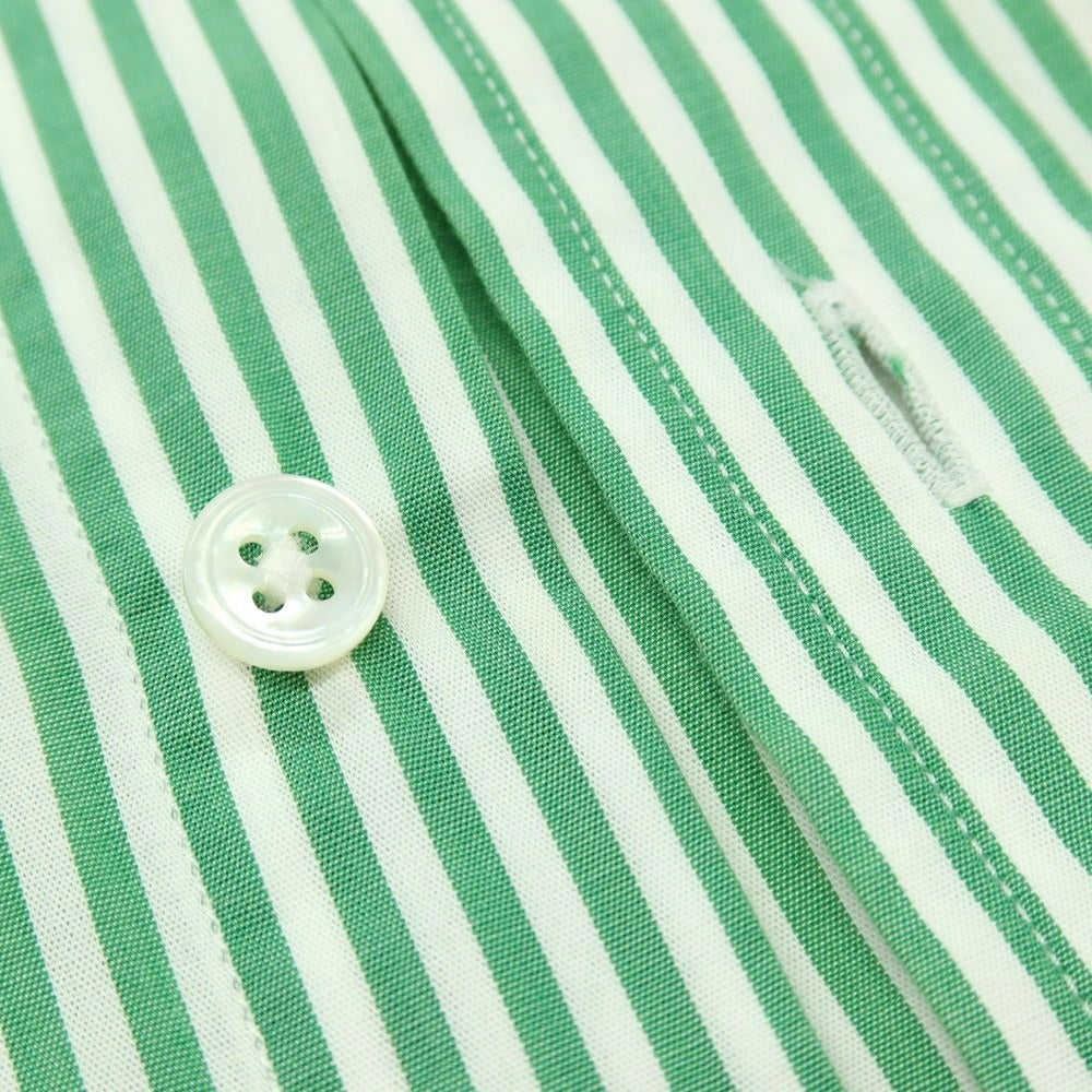 【中古】ドレイクス DRAKES EASYDAY コットン ストライプ レギュラーカラー ドレスシャツ グリーンxホワイト【サイズ39】【 状態ランクC 】【 メンズ 】