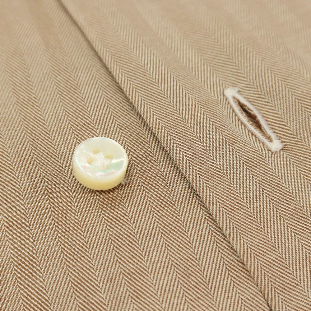 【中古】バルバ BARBA コットン ヘリンボーンストライプ ワイドカラー ドレスシャツ ライトブラウン【サイズ39】【 状態ランクB 】【 メンズ 】