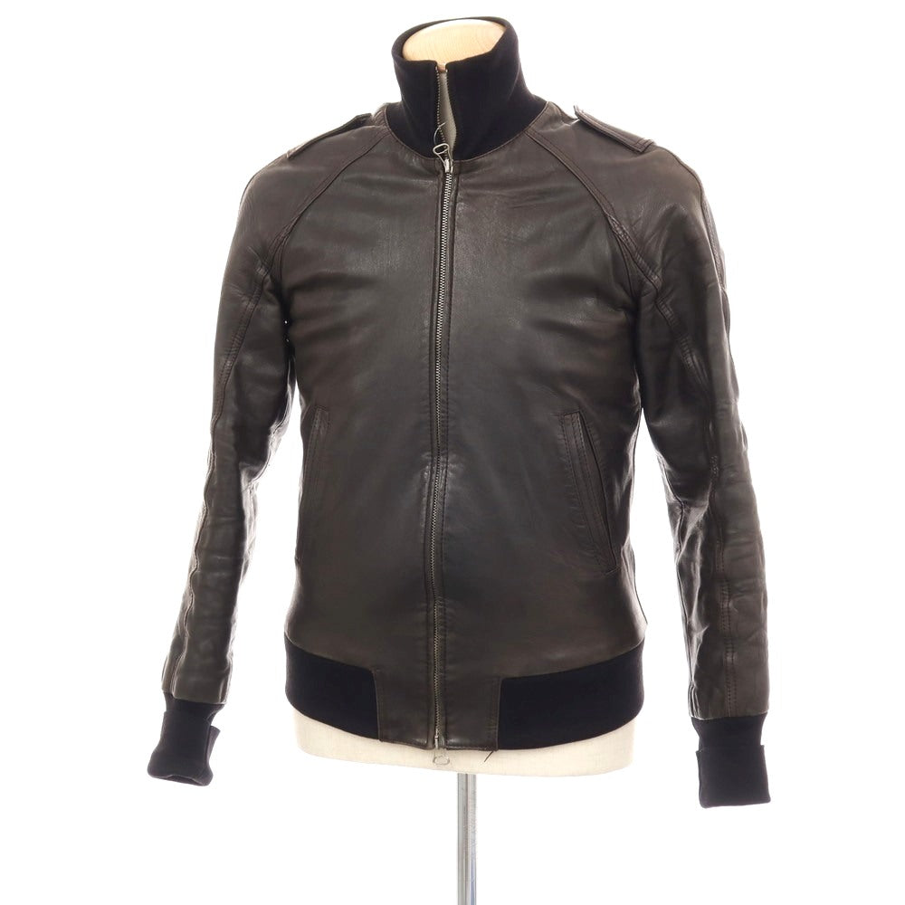 【中古】マウログリフォーニ Mauro Grifoni ダブルジップ レザーブルゾン ダークブラウン【サイズ44】【 状態ランクC 】【 メンズ 】