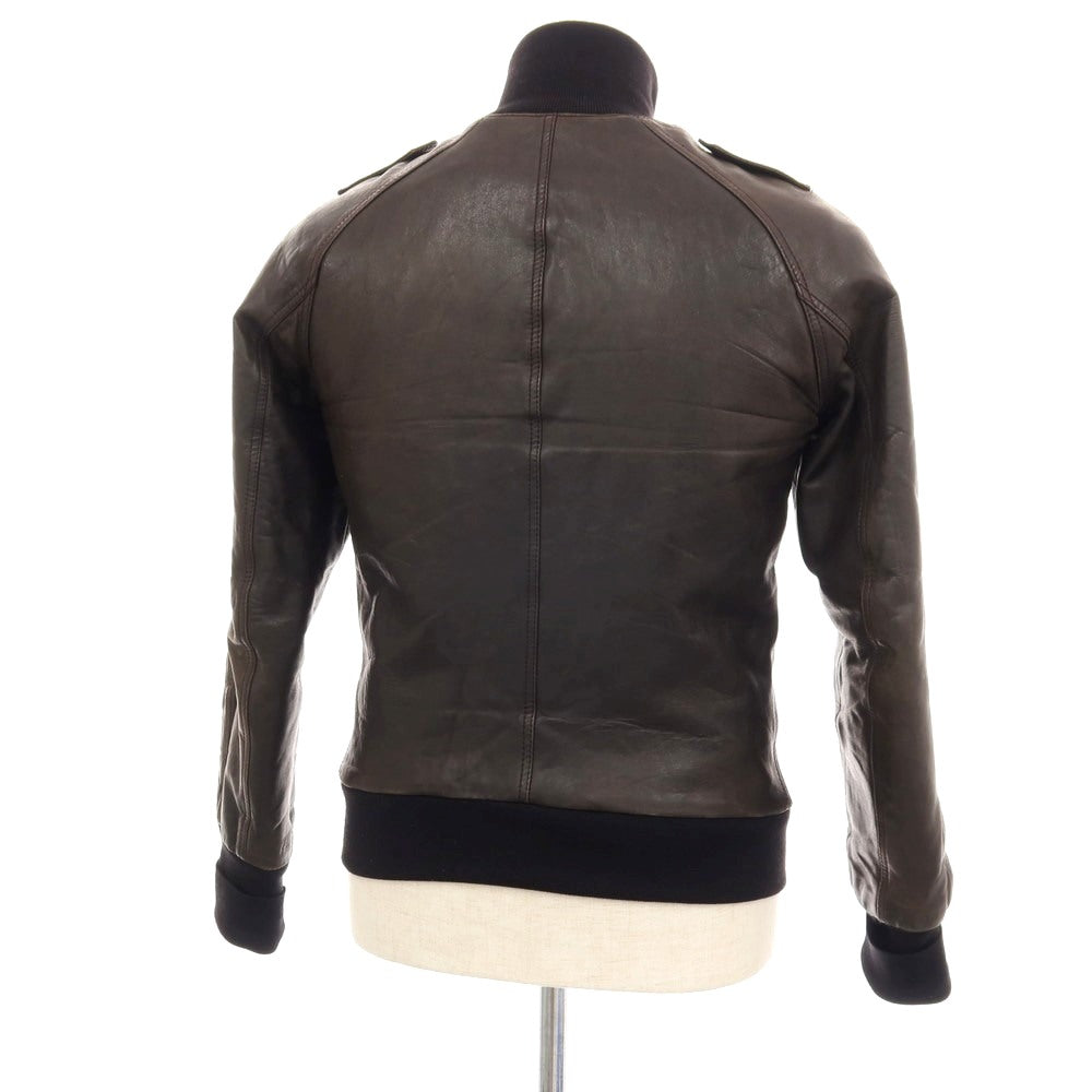 【中古】マウログリフォーニ Mauro Grifoni ダブルジップ レザーブルゾン ダークブラウン【サイズ44】【 状態ランクC 】【 メンズ 】