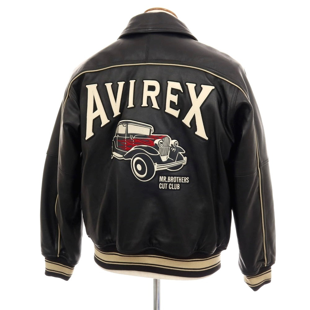 【中古】アヴィレックス AVIREX × Mr.BROTHERS CUT CLUB 2025年秋冬 VARSITY JACKET 羊革 中綿入り レザーブルゾン ブラック【サイズM】【 状態ランクA 】【 メンズ 】