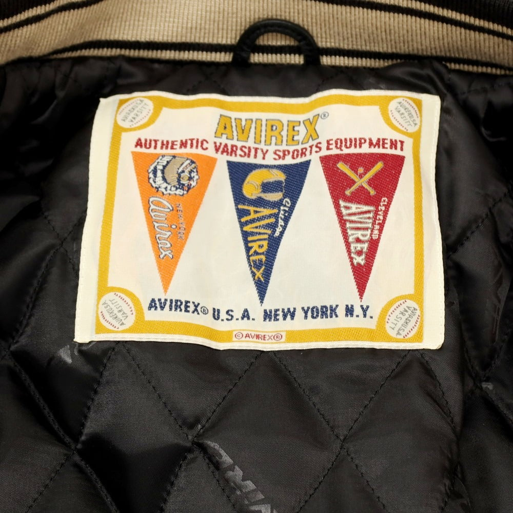 【中古】アヴィレックス AVIREX × Mr.BROTHERS CUT CLUB 2025年秋冬 VARSITY JACKET 羊革 中綿入り レザーブルゾン ブラック【サイズM】【 状態ランクA 】【 メンズ 】