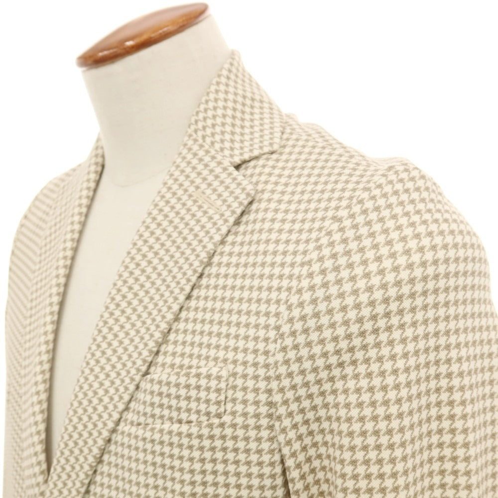 【中古】チルコロ1901 CIRCOLO 1901 コットン ジャージー ハウンドトゥース 2B カジュアルジャケット アイボリーxカーキ【サイズ46】【 状態ランクA 】【 メンズ 】