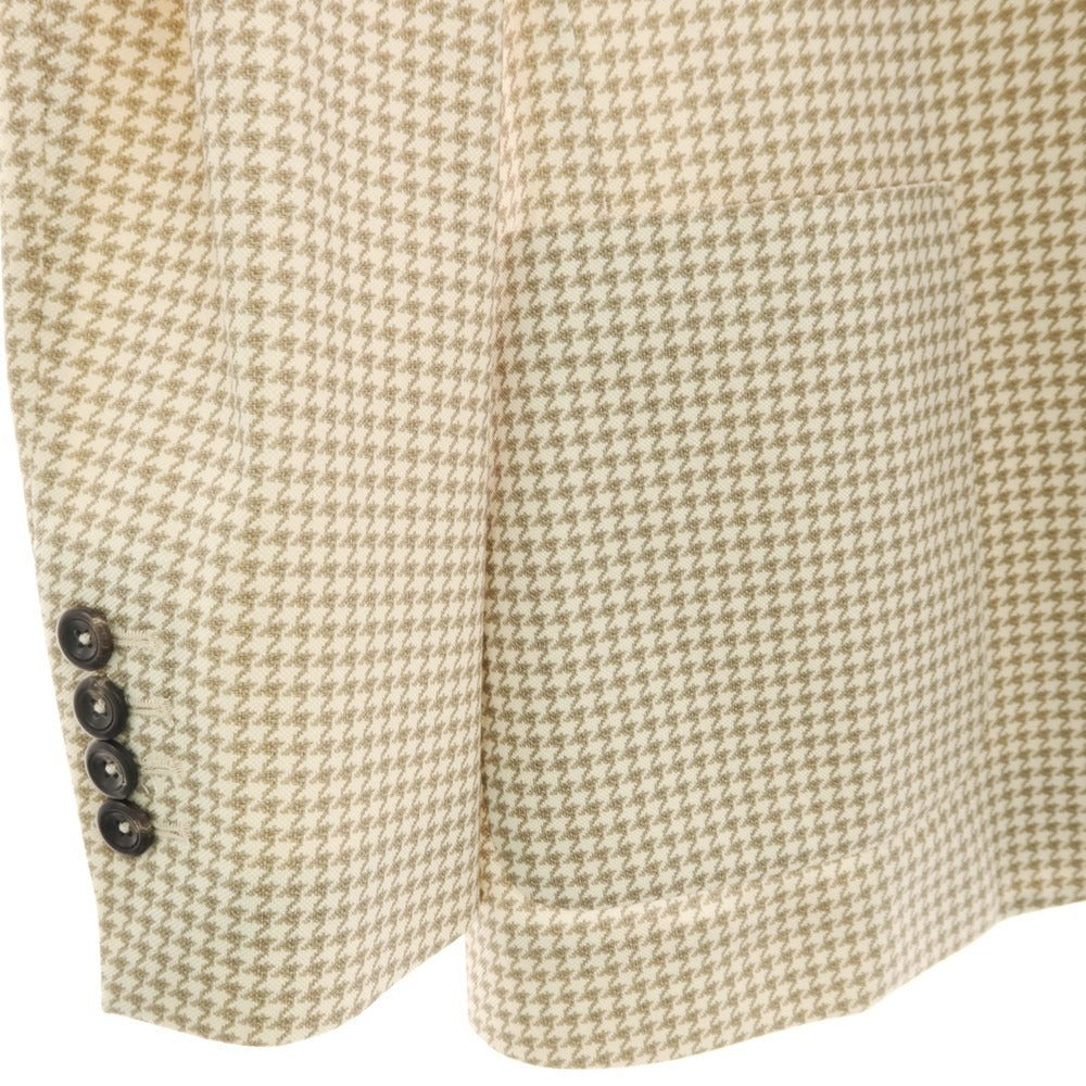 【中古】チルコロ1901 CIRCOLO 1901 コットン ジャージー ハウンドトゥース 2B カジュアルジャケット アイボリーxカーキ【サイズ46】【 状態ランクA 】【 メンズ 】