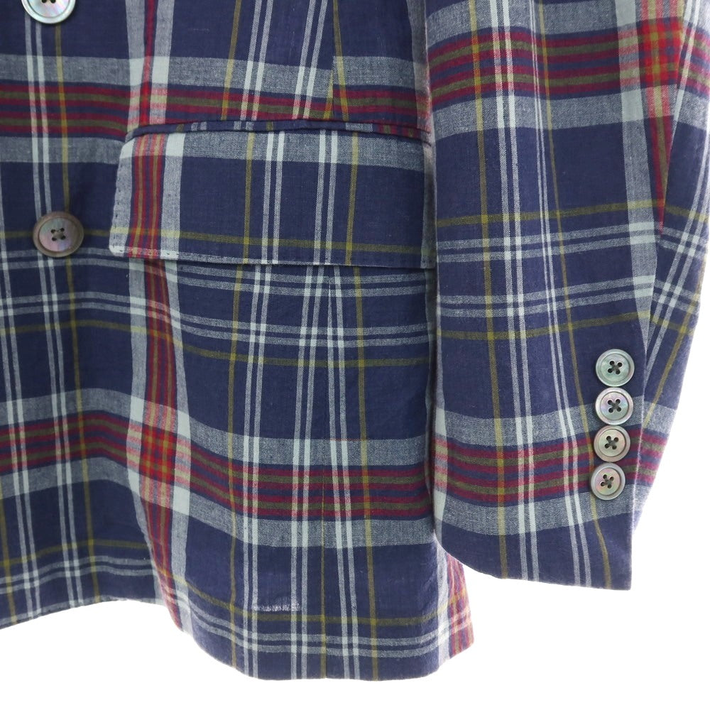 【中古】ポロ ラルフローレン Polo Ralph Lauren コットン チェック ダブル6B カジュアルジャケット ネイビーxレッド【サイズ38S】【 状態ランクD 】【 メンズ 】