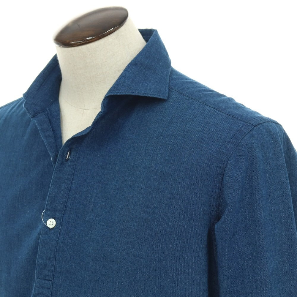 【中古】メイカーズシャツ カマクラ Makers Shirt 鎌倉 コットン プルオーバー カジュアルシャツ ネイビー【サイズL】【 状態ランクC 】【 メンズ 】