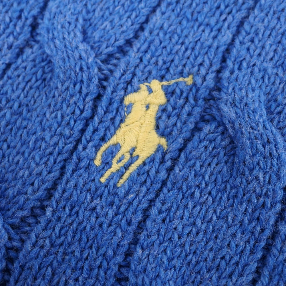 【中古】ポロ ラルフローレン Polo Ralph Lauren コットン ケーブル編み Vネック ニットベスト ブルー【サイズM】【 状態ランクB 】【 メンズ 】
