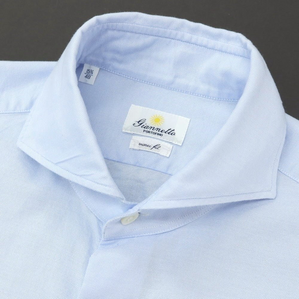 【中古】ジャンネット giannetto コットン ホリゾンタルカラー ドレスシャツ ブルー【サイズ40】【 状態ランクB 】【 メンズ 】