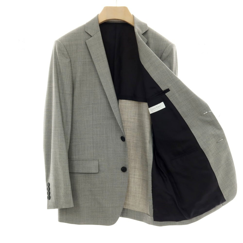 【中古】カルバンクライン Calvin Klein PLATINUM スリーピース ウールポリエステル 2つボタンスーツ グレー【サイズ上38/下32/ジレ38】【 状態ランクB 】【 メンズ 】