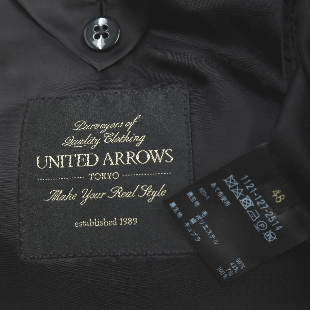 【中古】ユナイテッドアローズ UNITED ARROWS ウールポリエステルシルク 2つボタンスーツ ブラック【サイズ48】【 状態ランクB 】【 メンズ 】