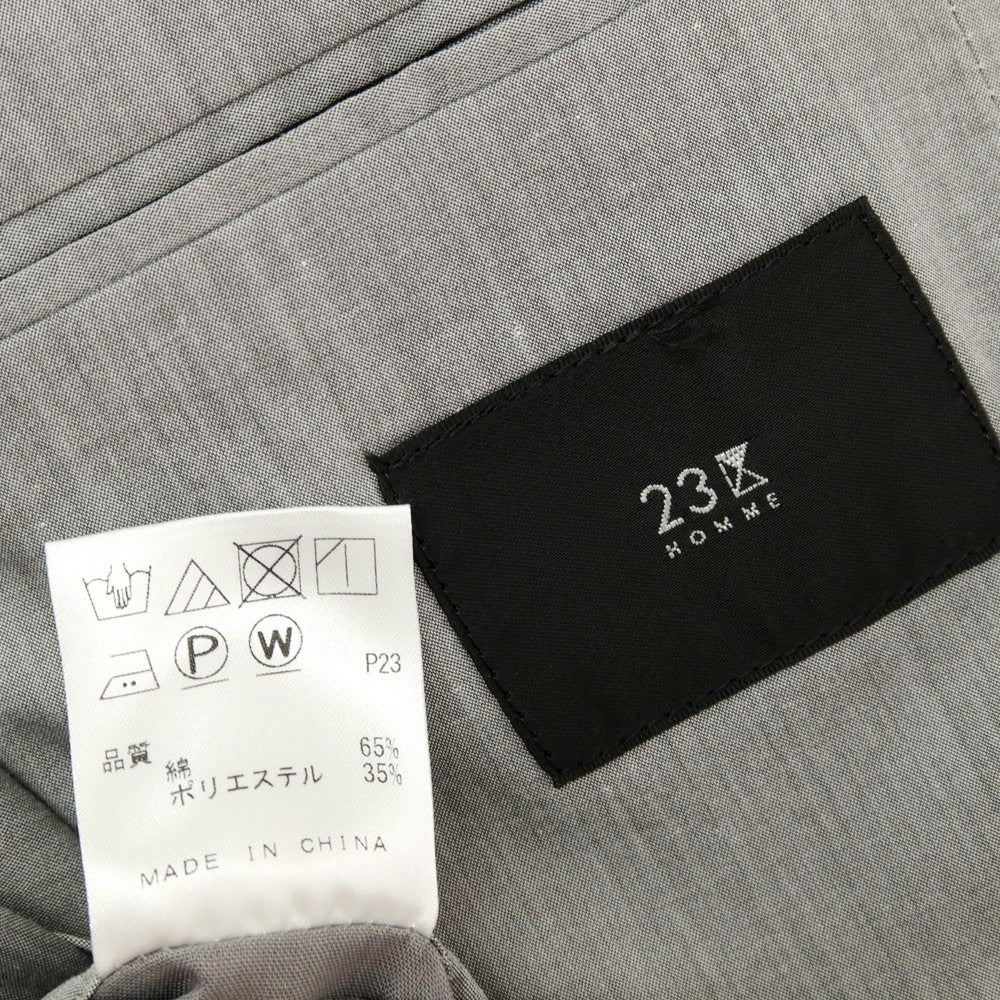 【中古】23区オム 23kuHOMME ストレッチ コットン 2つボタンスーツ セットアップ ライトグレー【サイズ上46/下48】【 状態ランクC 】【 メンズ 】