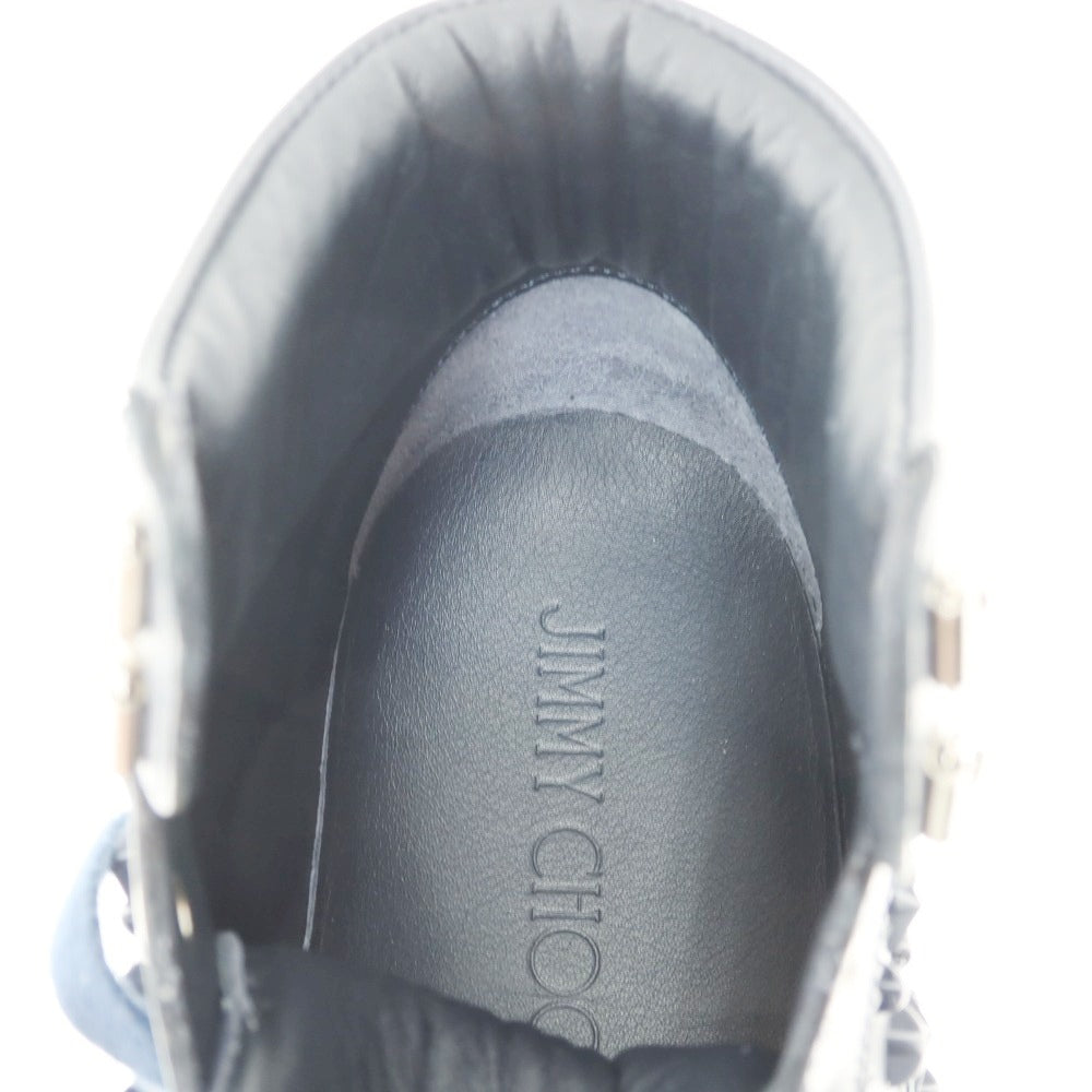 【SALE10%OFF/返品不可】【中古】ジミーチュウ JIMMY CHOO レザー ハイカットスニーカー ネイビー【 サイズ41 1/2 】【 状態ランクB 】【 メンズ 】