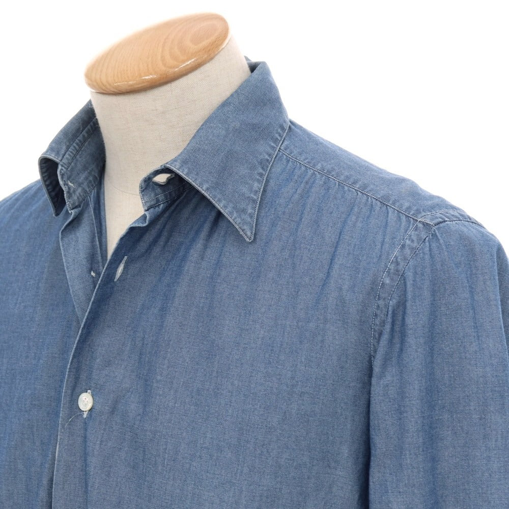 【中古】エリコフォルミコラ ERRICO FORMICOLA コットン ダンガリー レギュラーカラー カジュアルシャツ ネイビー【サイズ37】【 状態ランクC 】【 メンズ 】