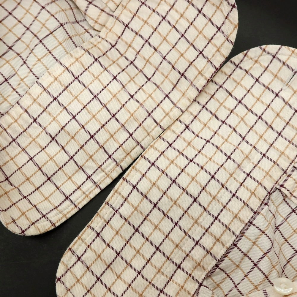 【中古】エリコフォルミコラ ERRICO FORMICOLA コットン チェック ボタンダウン カジュアルシャツ ホワイトxボルドー【サイズ37】【 状態ランクD 】【 メンズ 】