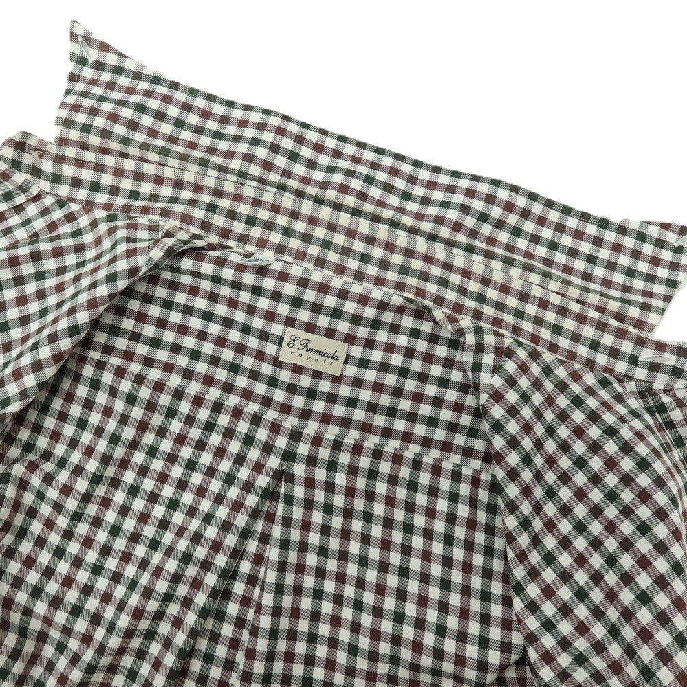 【中古】エリコフォルミコラ ERRICO FORMICOLA コットン チェック ボタンダウン カジュアルシャツ グリーンxブラウン【サイズ37】【 状態ランクD 】【 メンズ 】