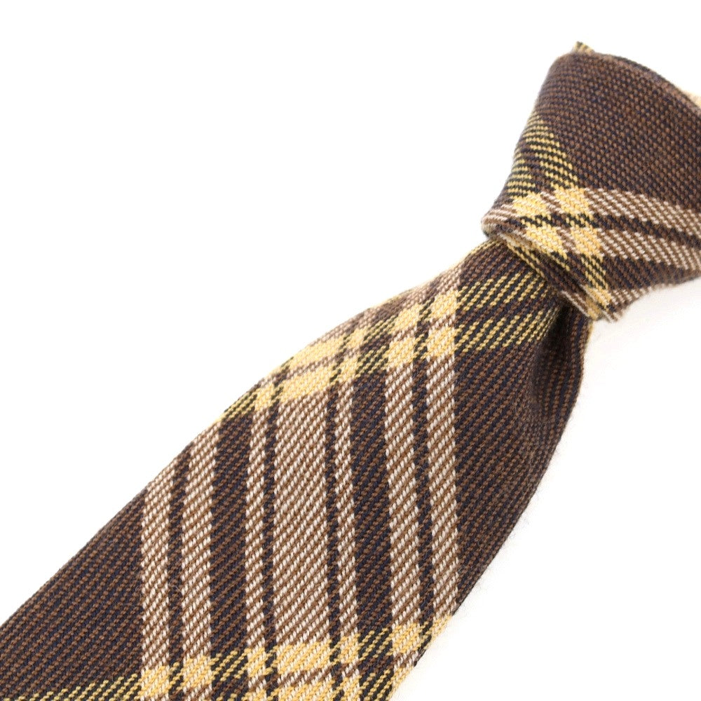 【中古】フランコバッシ FRANCO BASSI ウール チェック柄ネクタイ ブラウンxイエローベージュ【 状態ランクB 】【 メンズ 】
