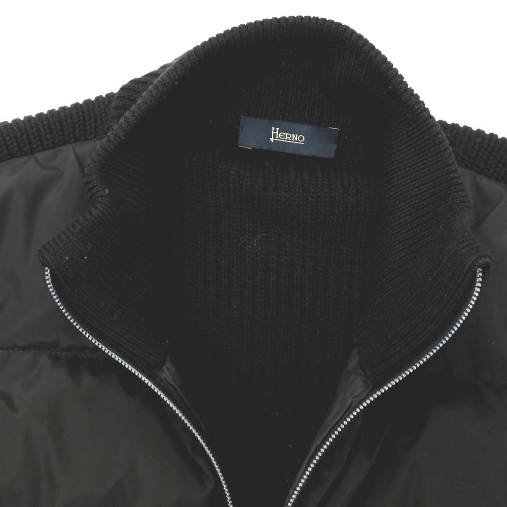 【中古】ヘルノ Herno ニット ダブルジップ ダウンジャケット ブラック【サイズ50】【 状態ランクB 】【 メンズ 】