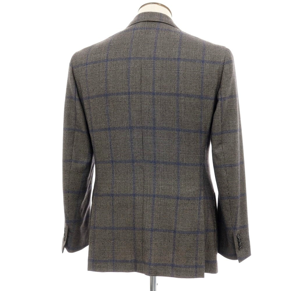 【中古】デペトリロ DE PETRILLO ウール チェック 3B テーラードジャケット アッシュブラウンxブラック×ネイビー【サイズ50 Drop 8】【 状態ランクB 】【 メンズ 】