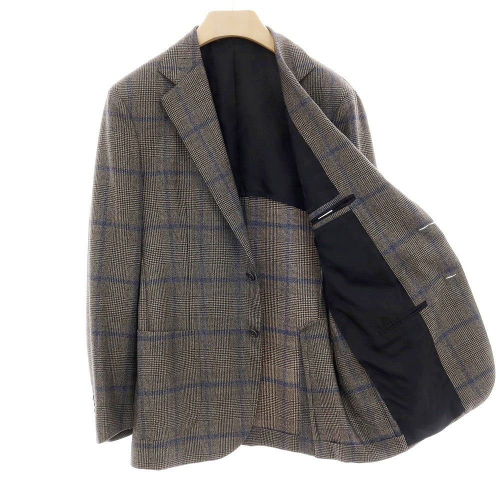 【中古】デペトリロ DE PETRILLO ウール チェック 3B テーラードジャケット アッシュブラウンxブラック×ネイビー【サイズ50 Drop 8】【 状態ランクB 】【 メンズ 】