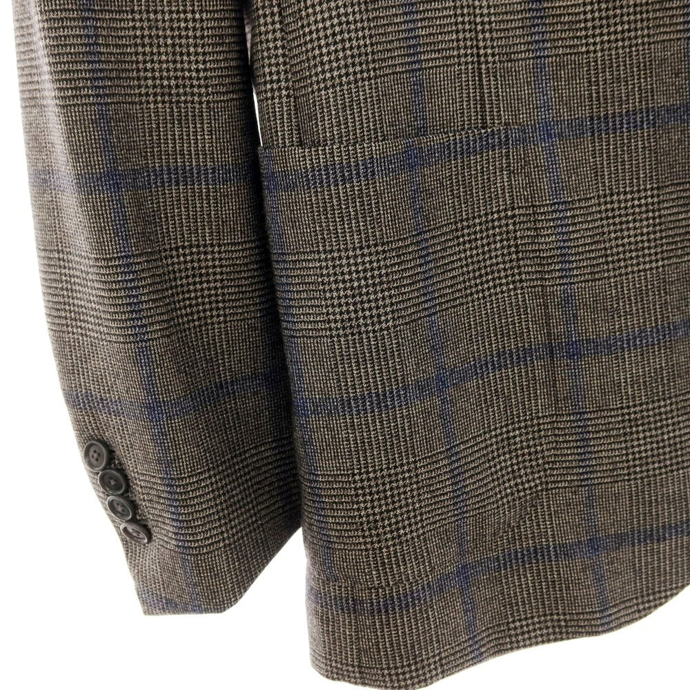 【中古】デペトリロ DE PETRILLO ウール チェック 3B テーラードジャケット アッシュブラウンxブラック×ネイビー【サイズ50 Drop 8】【 状態ランクB 】【 メンズ 】