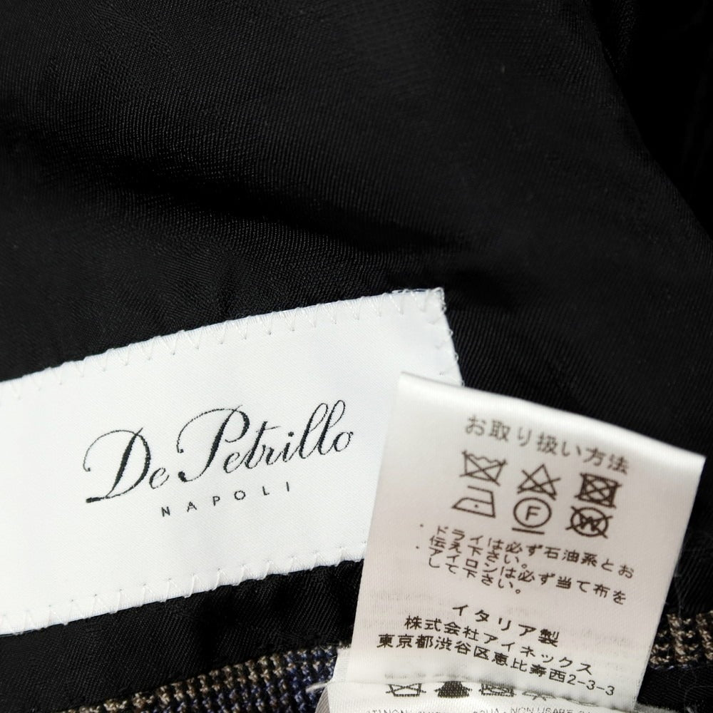 【中古】デペトリロ DE PETRILLO ウール チェック 3B テーラードジャケット アッシュブラウンxブラック×ネイビー【サイズ50 Drop 8】【 状態ランクB 】【 メンズ 】