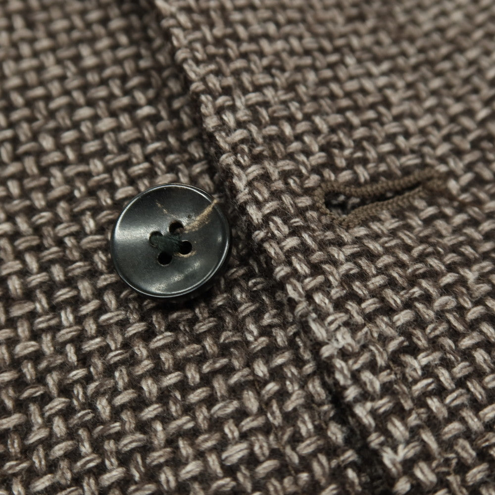 【中古】ラルディーニ LARDINI ウールポリエステルコットン カジュアル系ジレ ベスト ダークブラウンxホワイト【サイズ50】【 状態ランクB 】【 メンズ 】