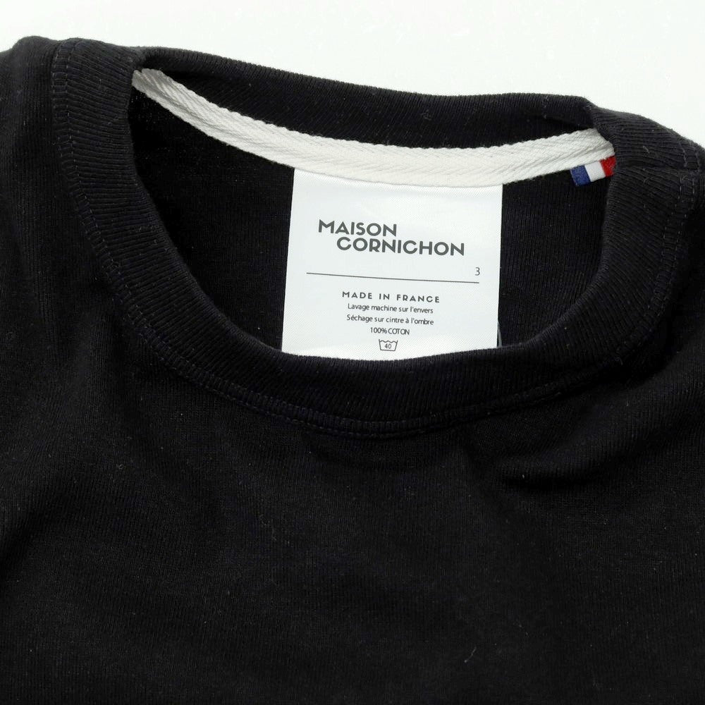 【中古】メゾン コルニション MAISON CORNICHON コットン クルーネック 長袖Tシャツ ブラック【サイズ3】【 状態ランクB 】【 メンズ 】