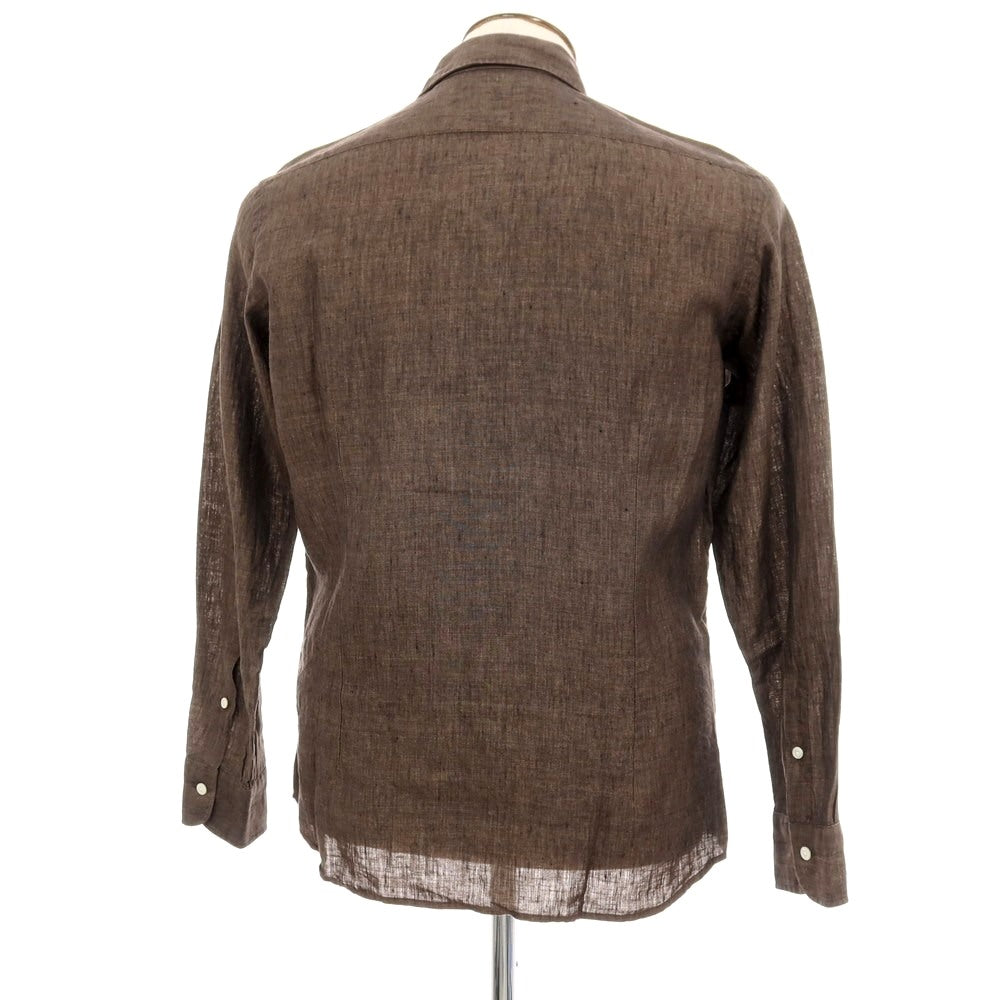 【中古】ブリッラ ペル イル グスト Brilla per il gusto リネン ワイドカラー カジュアルシャツ ブラウン【サイズL】【 状態ランクB 】【 メンズ 】