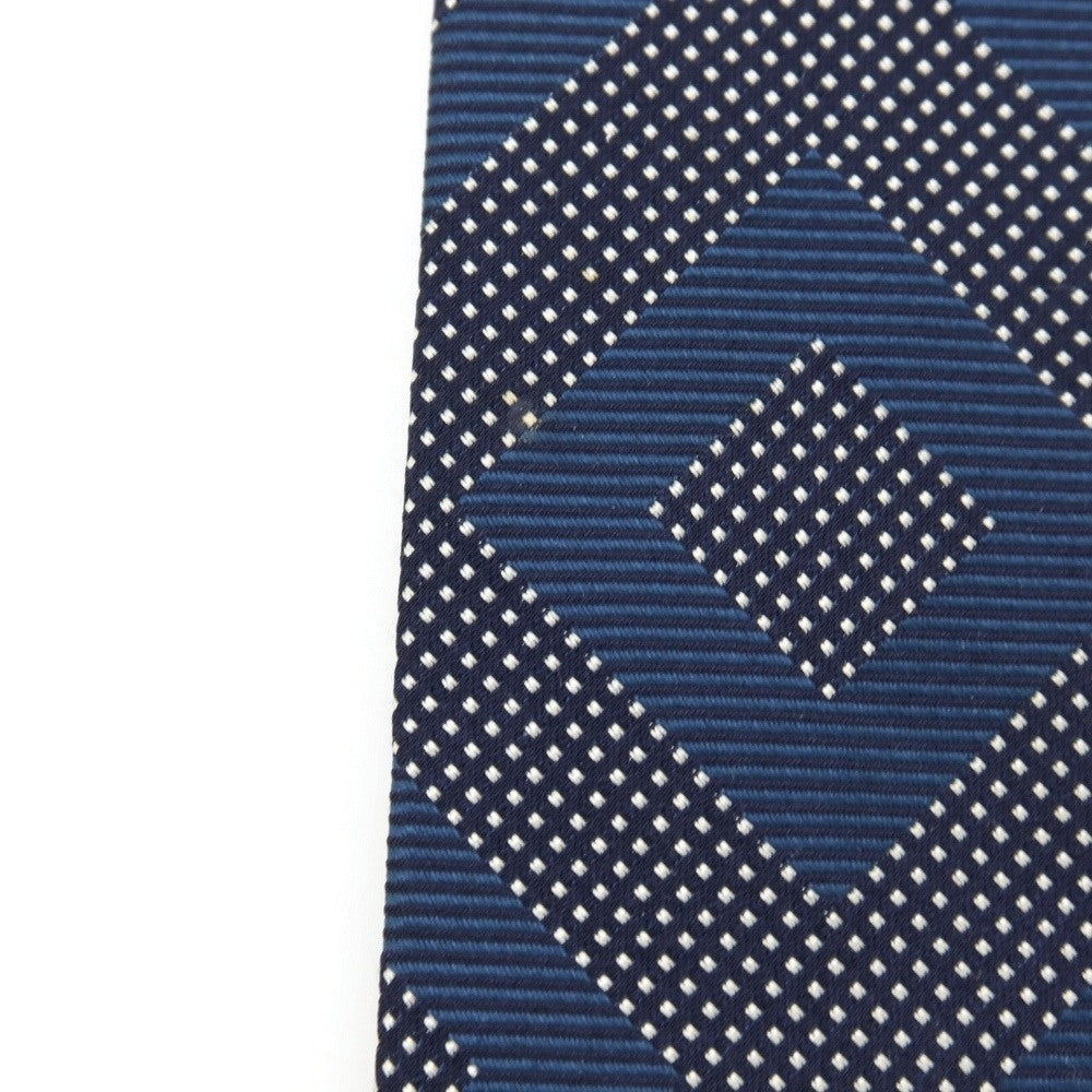 【中古】ホリデイ アンド ブラウン HOLLIDAY & BROWN ダイヤ柄 シルク ネクタイ ネイビーxオフホワイト【 状態ランクB 】【 メンズ 】