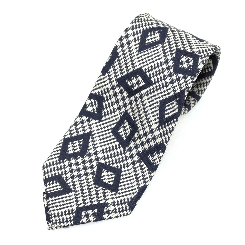 【中古】シーワード& スターン seaward&stearn グレンチェック×ダイヤ柄 シルク ネクタイ ホワイトxネイビー【 状態ランクB 】【 メンズ 】