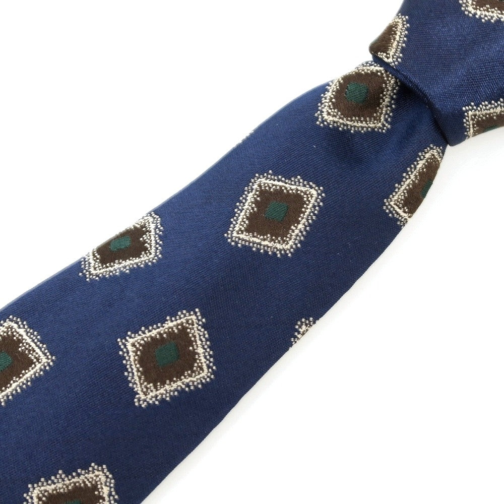 【中古】ルイジ ボレッリ Luigi Borrelli シルク 小紋柄ネクタイ ネイビーxブラウン【 状態ランクB 】【 メンズ 】