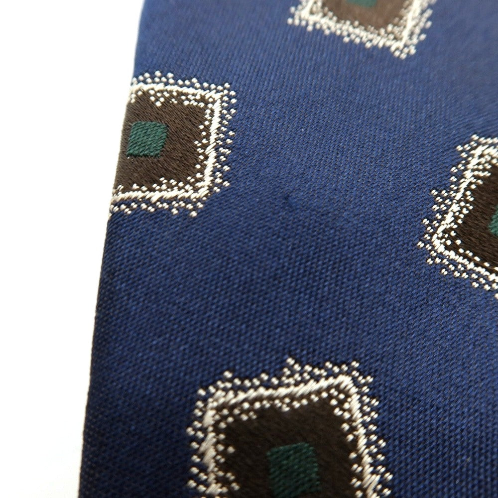 【中古】ルイジ ボレッリ Luigi Borrelli シルク 小紋柄ネクタイ ネイビーxブラウン【 状態ランクB 】【 メンズ 】