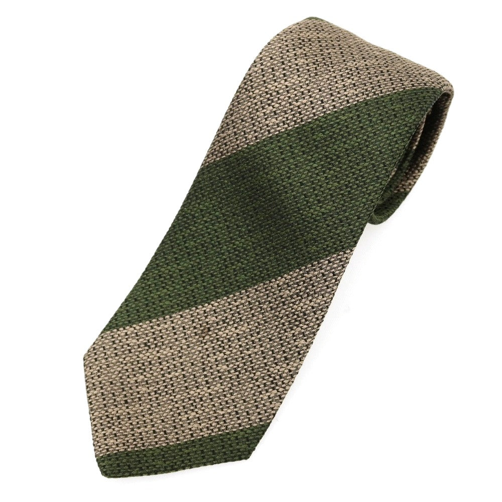 【中古】マイケル J ドレイク Michael J. Drake シルク ストライプ柄ネクタイ グリーンxベージュ【 状態ランクB 】【 メンズ 】