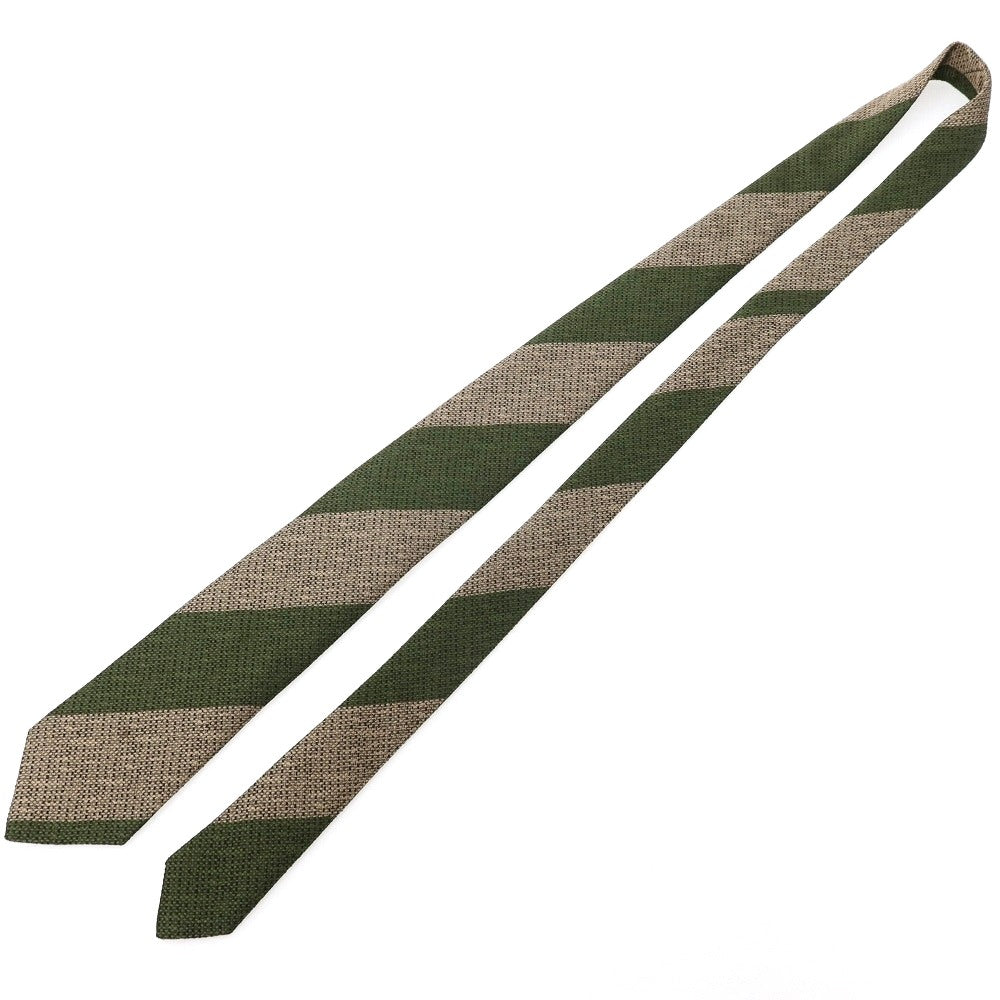 【中古】マイケル J ドレイク Michael J. Drake シルク ストライプ柄ネクタイ グリーンxベージュ【 状態ランクB 】【 メンズ 】